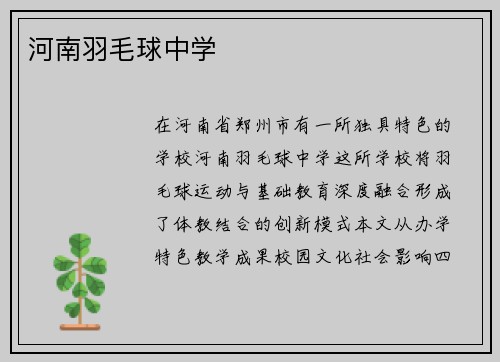 河南羽毛球中学